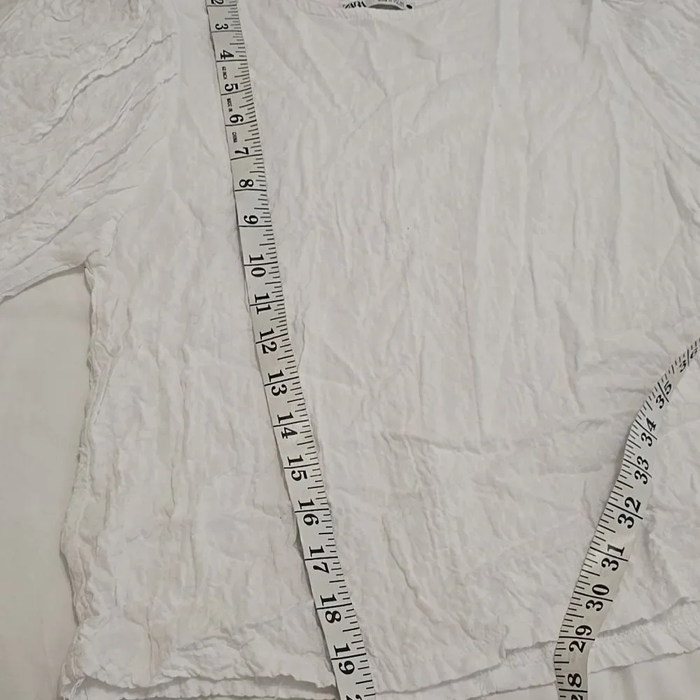 Zara White‎ Puff Sleeve Top S